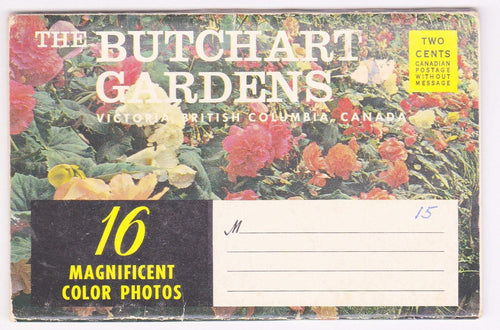 Butchart Gardens 1950's 16 View Souvenir Postcard Folder Victoria British Columbia Canada - TulipStuff