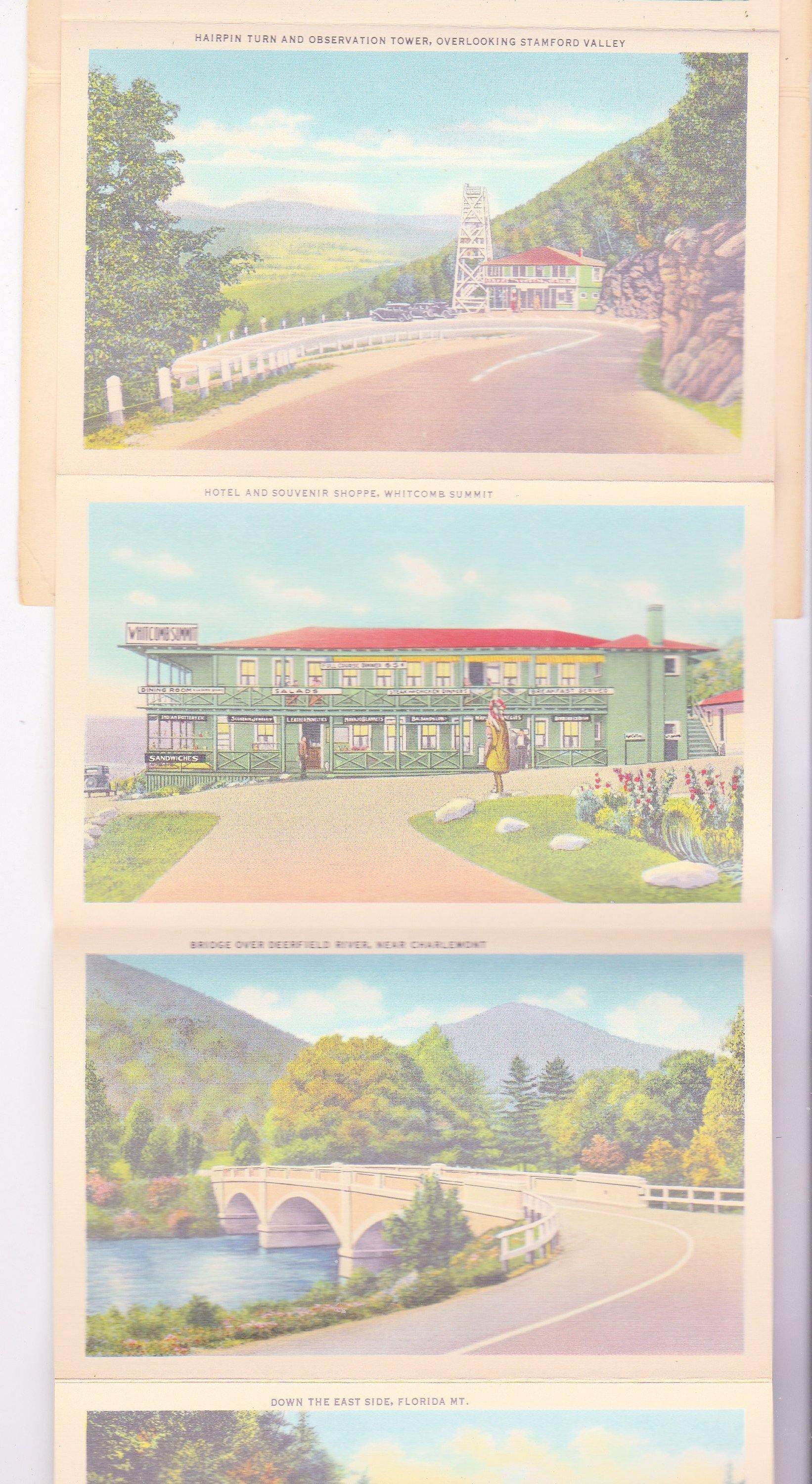 Mohawk Trail Thru The Berkshires Massachusetts 1940's Souvenir Postcard Folder - TulipStuff