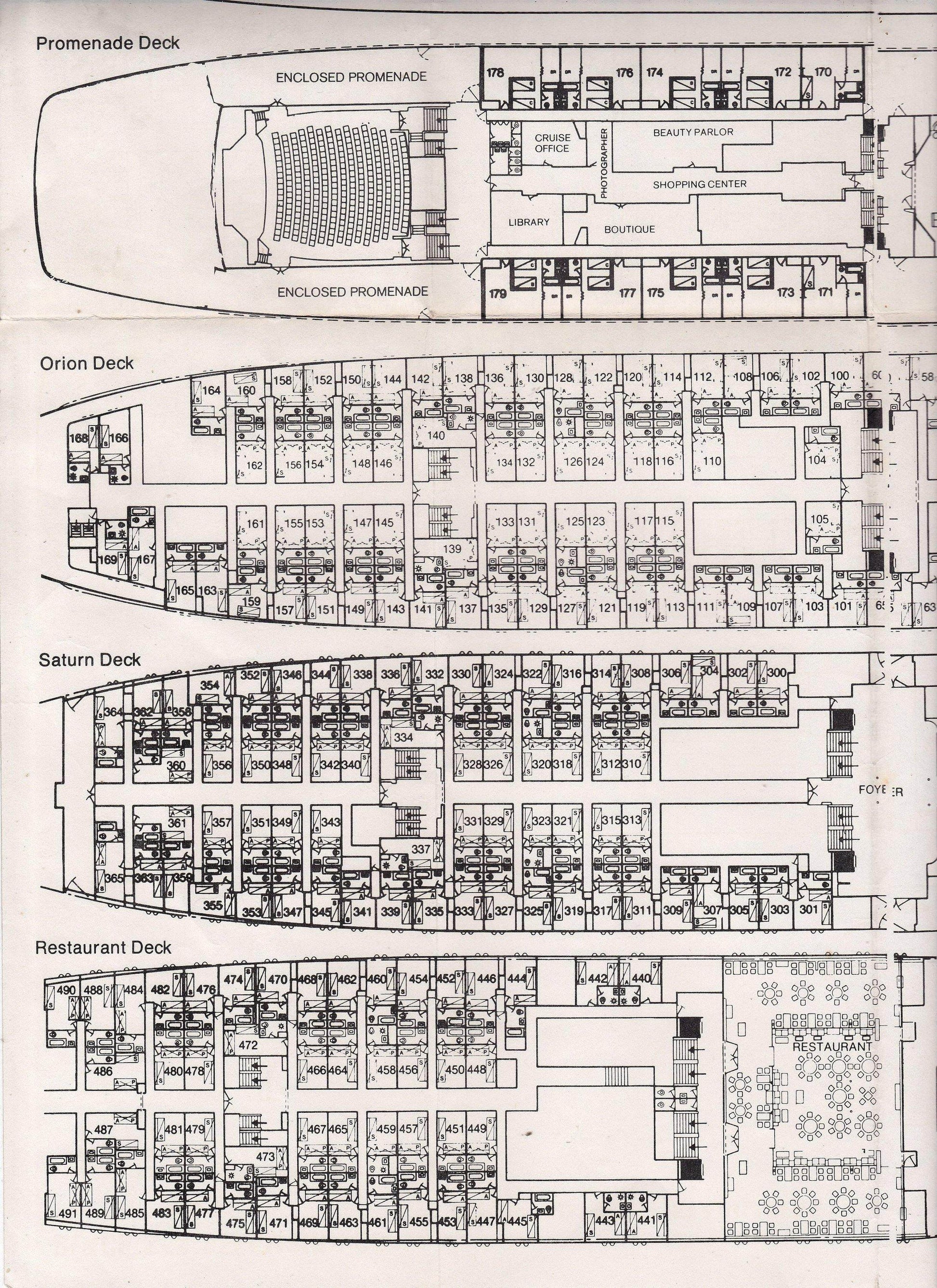 Black Sea Steamship ts Maxim Gorkiy 1974 Deck Plans Cruise Brochure Soviet Cruise Ship ex Hamburg - TulipStuff