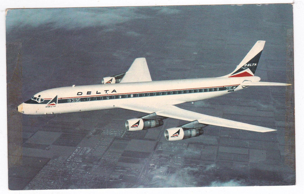 Delta Airlines Douglas DC-8 Fanjet 1960's Postcard - TulipStuff