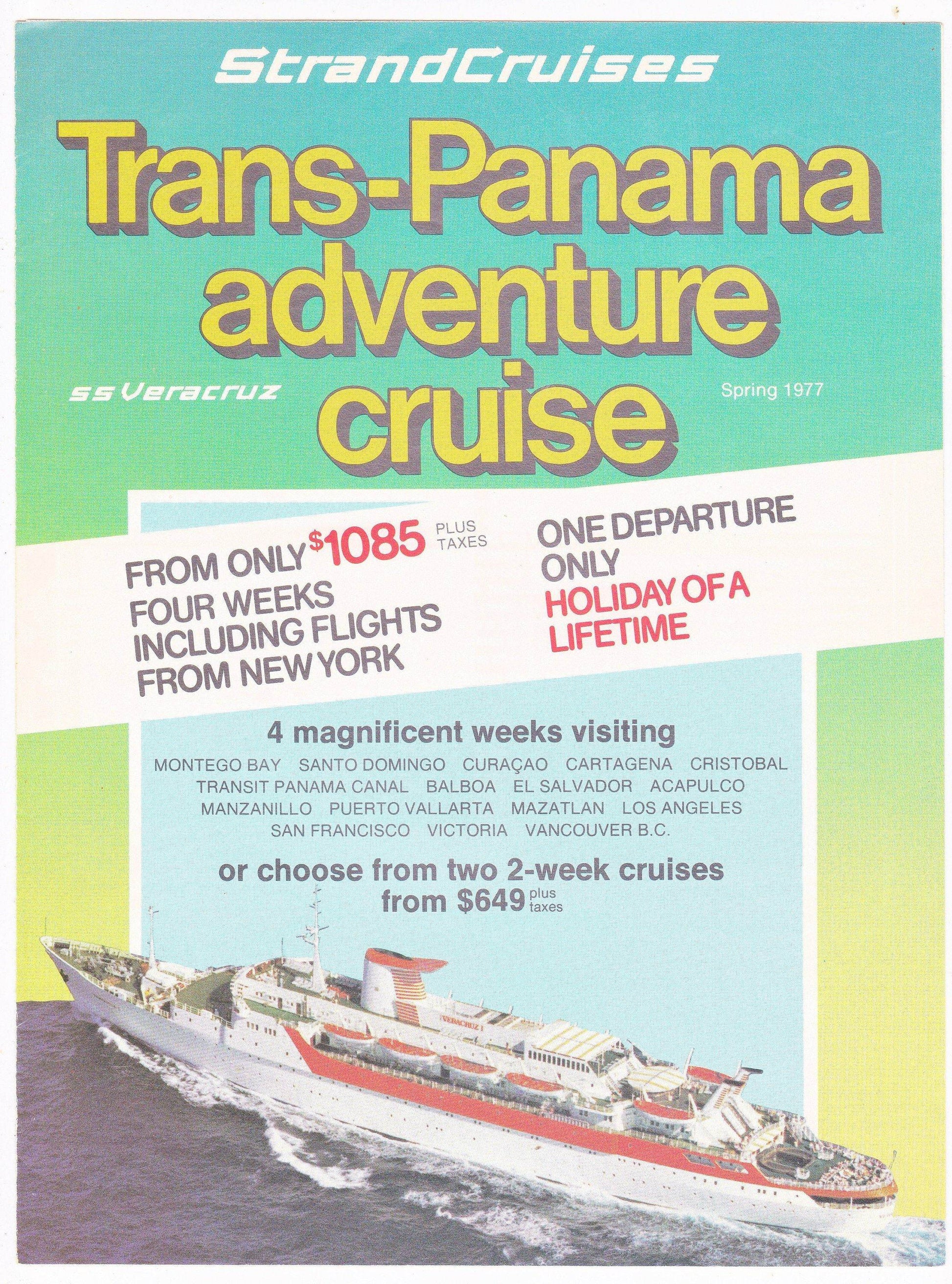 Strand Cruises ss Veracruz Spring 1977 Trans Panama Adventure Cruise Brochure - TulipStuff