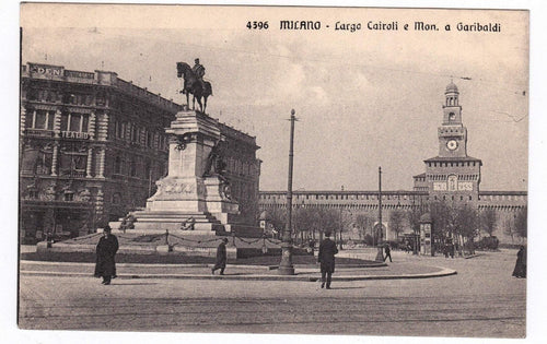 Milano Largo Cairoli e Mon a Garibaldi 1910's Postcard Italy - TulipStuff