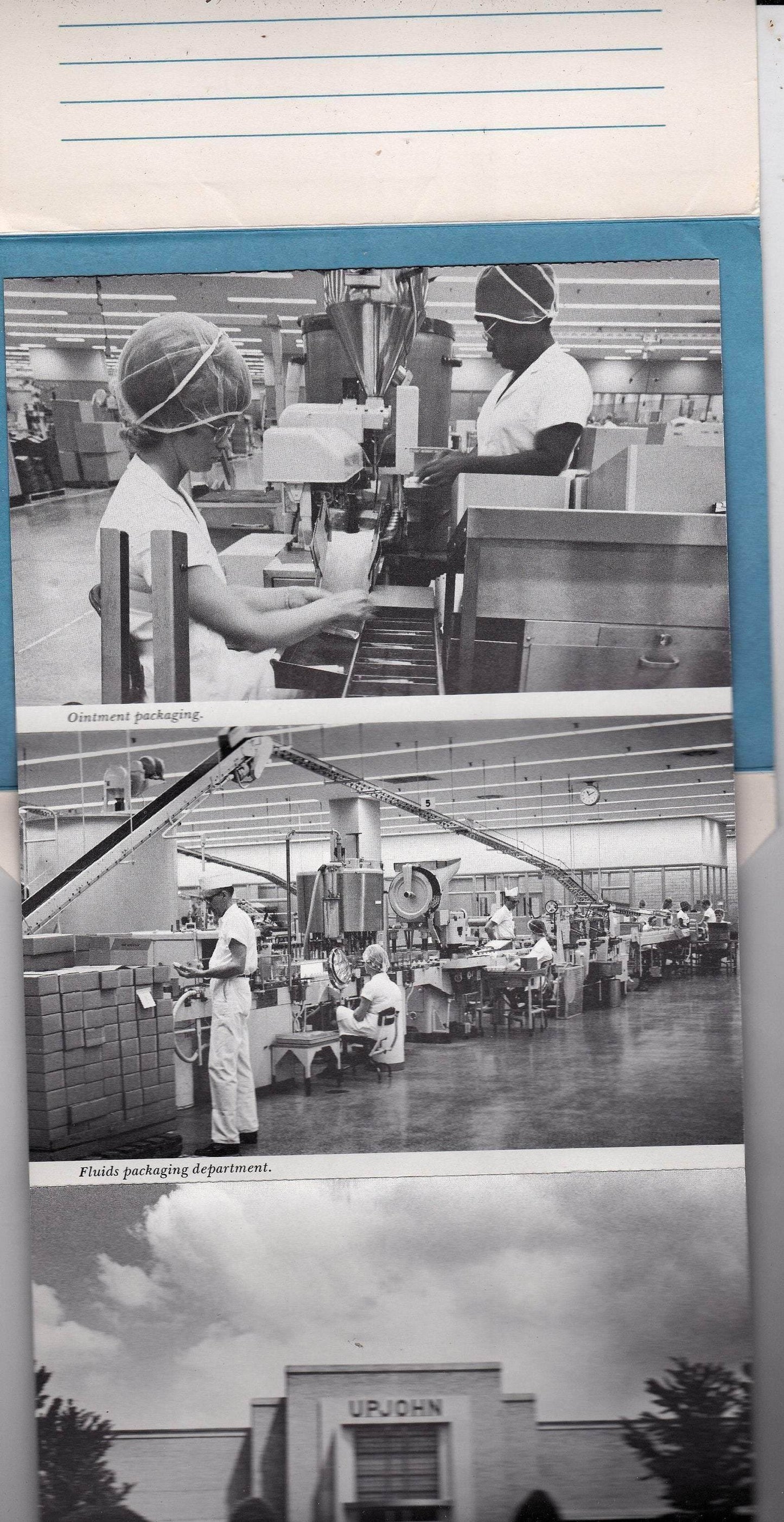 Upjohn Factory 1960's Tour Souvenir Folder 16 Views Kalamazoo Michigan - TulipStuff