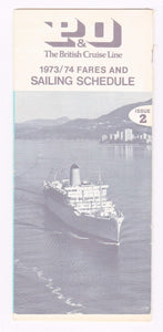 P&O The British Cruise Line 1973/74 Fares And Sailing Schedule Arcadia Spirit of London Canberra Oriana Oronsay - TulipStuff