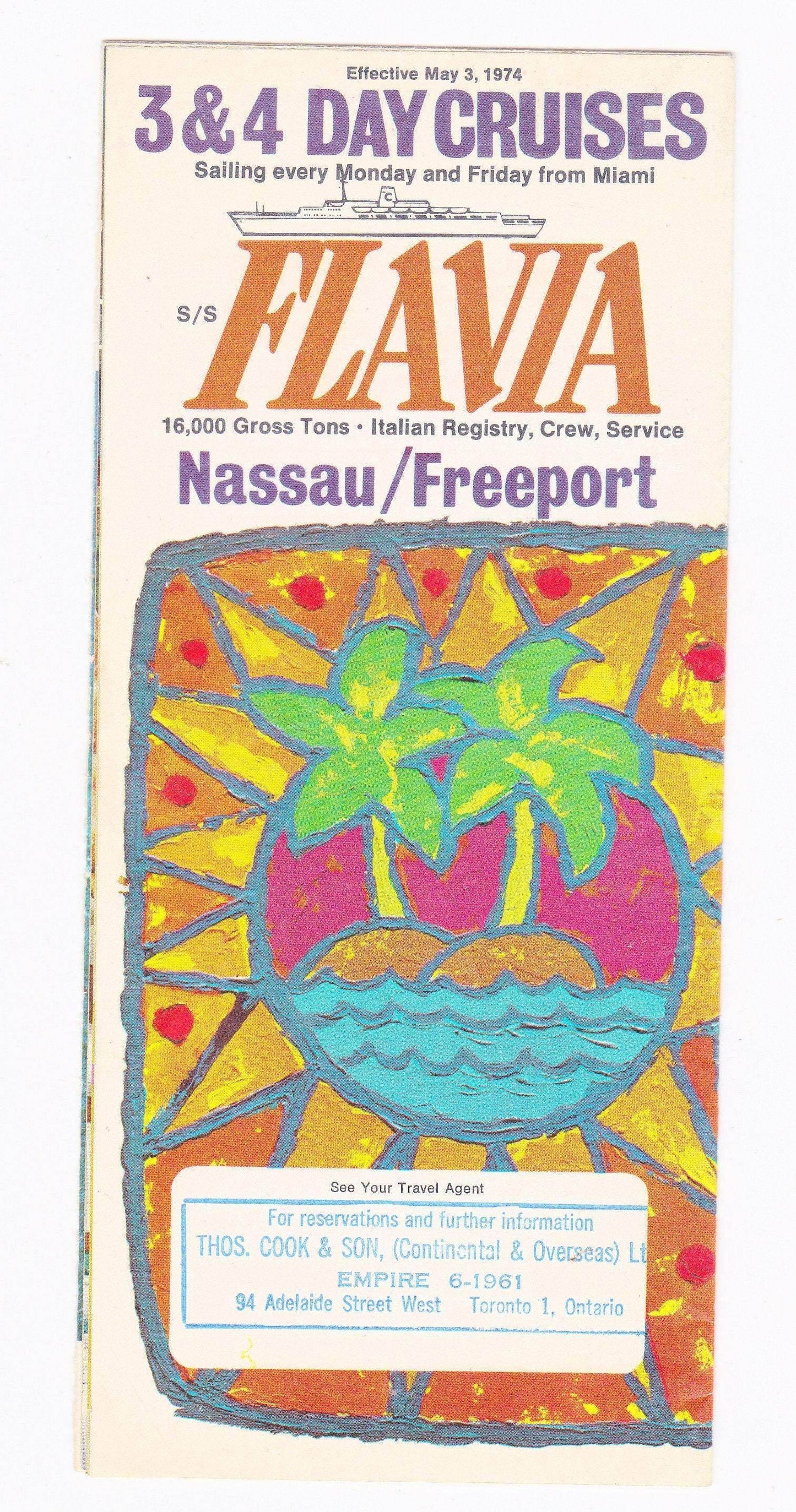 Costa Line ss Flavia 1974 Nassau Freeport Cruise Brochure - TulipStuff