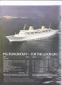 Swedish American Line ms Kungsholm 1975 Autumn Odyssey 40-day Cruise Brochure - TulipStuff