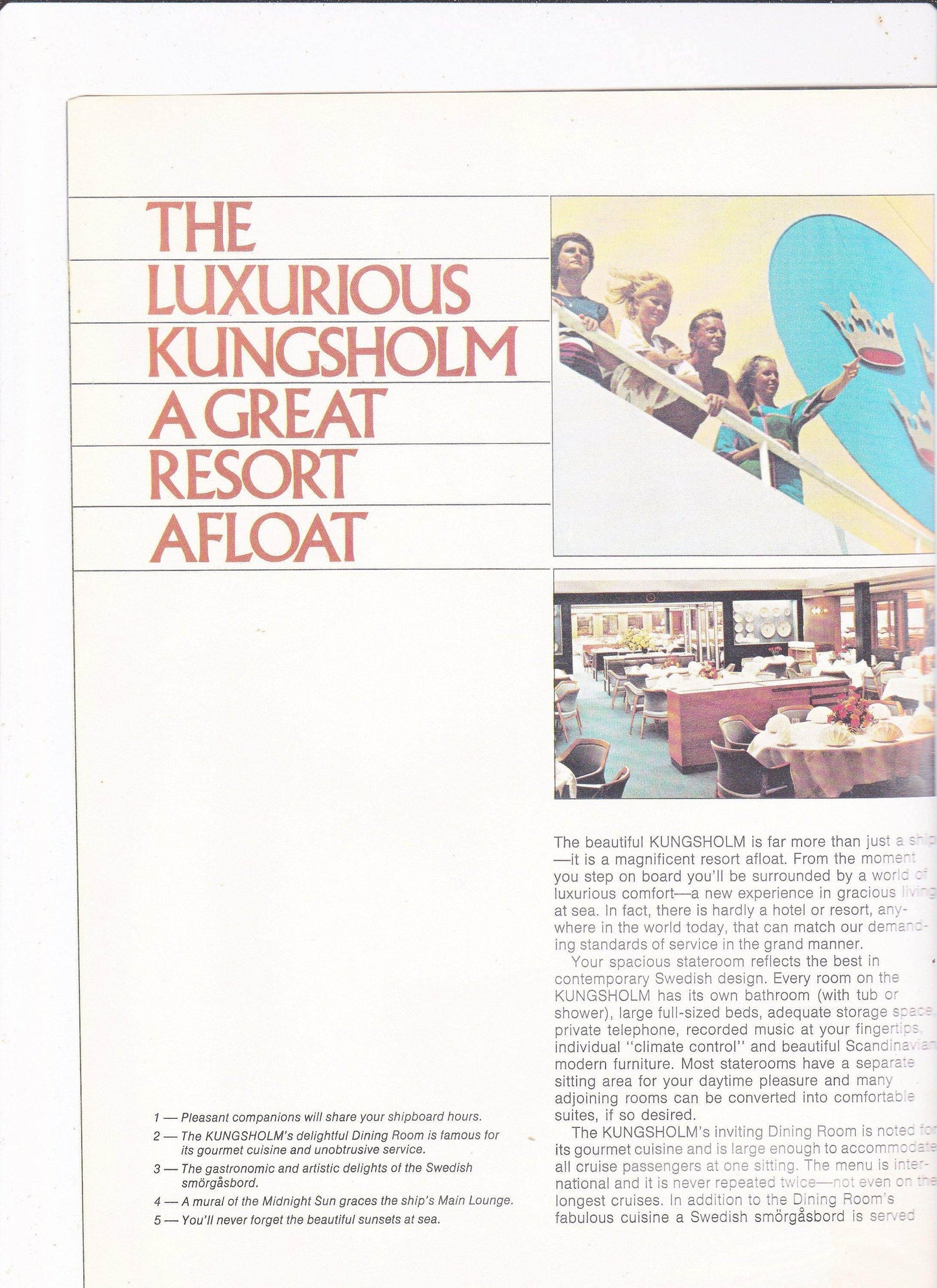 Swedish American Line ms Kungsholm 1975 Autumn Odyssey 40-day Cruise Brochure - TulipStuff
