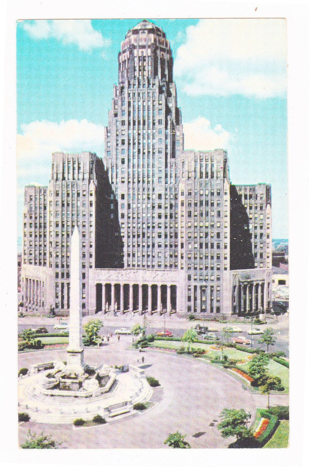 Buffalo New York The City Hall and McKinley Monument 1950's Postcard - TulipStuff