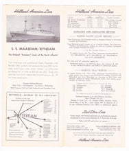 Load image into Gallery viewer, Holland America Line 1955 Transatlantic Sailing Schedule Nieuw Amsterdam Ryndam Maasdam Westerdam Noordam - TulipStuff
