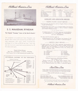 Holland America Line 1955 Transatlantic Sailing Schedule Nieuw Amsterdam Ryndam Maasdam Westerdam Noordam - TulipStuff