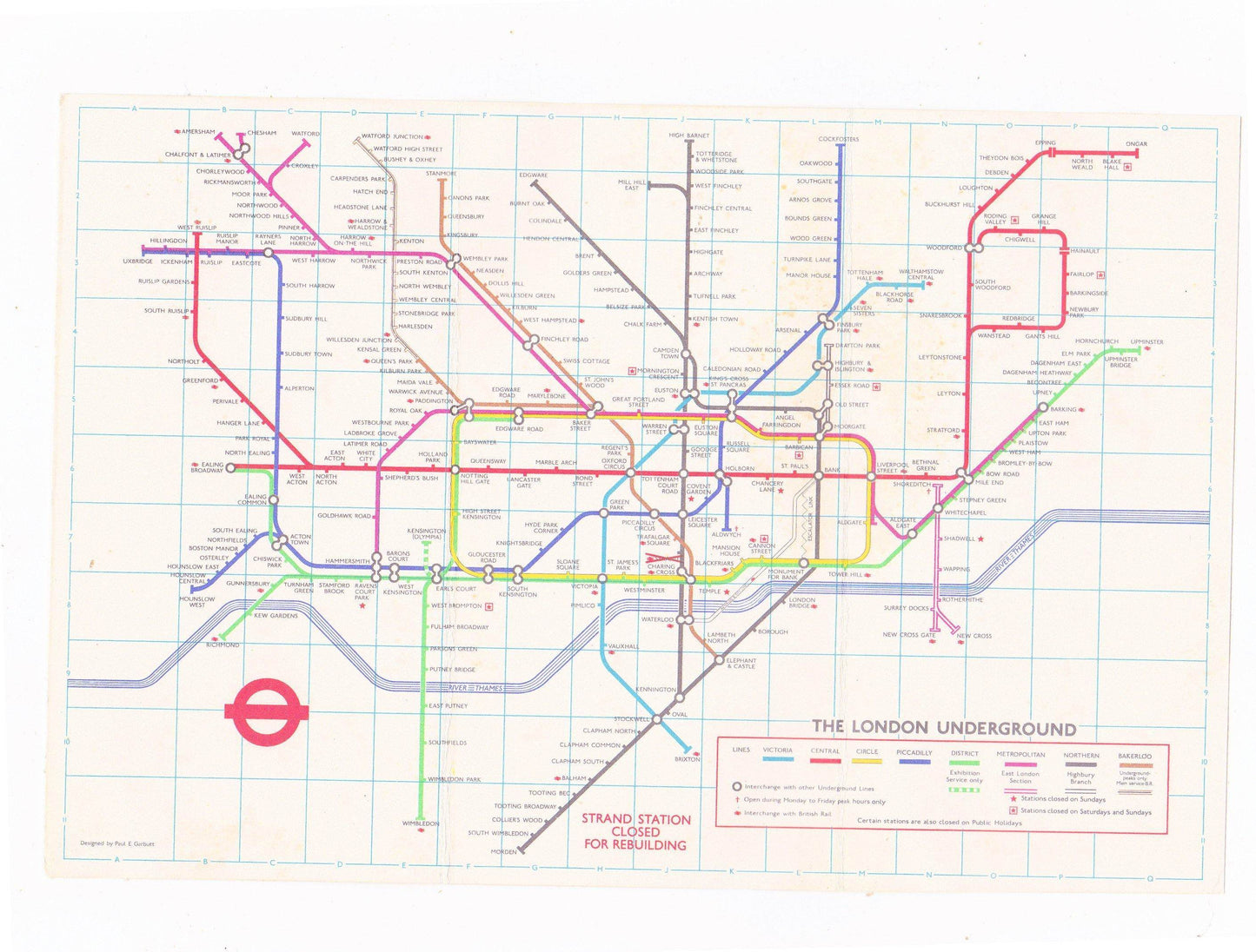London Transport Underground Map and Tube Station Index Pocket Map 1974 No 1 - TulipStuff