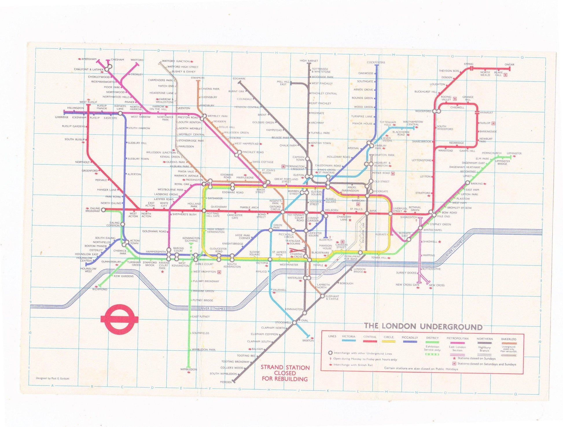 London Transport Underground Map and Tube Station Index Pocket Map 1974 No 1 - TulipStuff