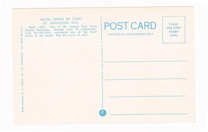 Hotel Ponce de Leon St Augustine Florida 1930's Postcard - TulipStuff