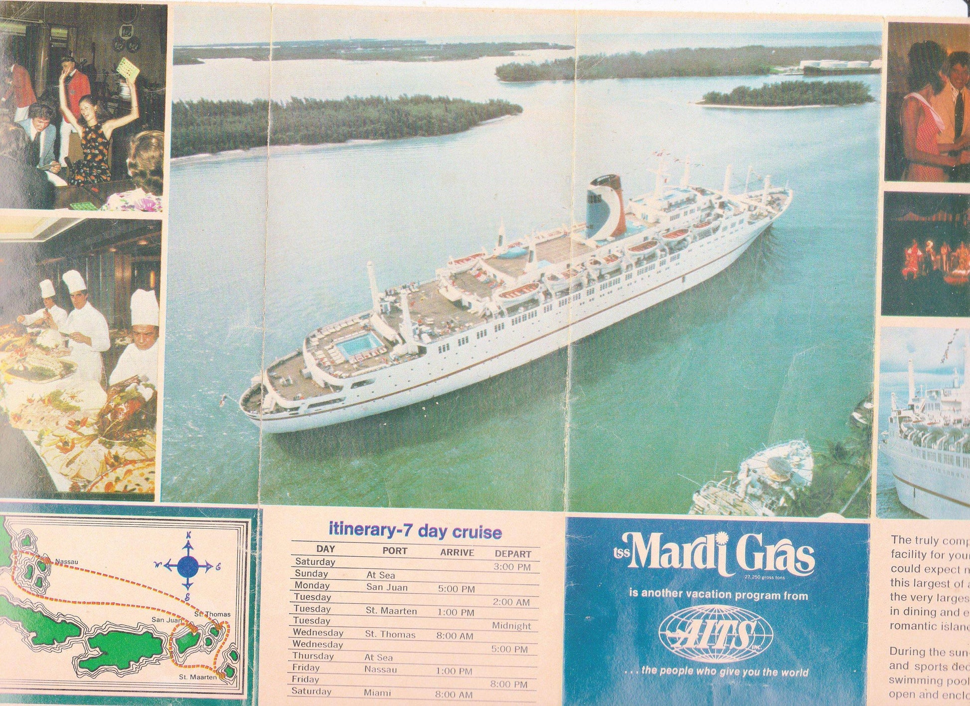Carnival Cruise Lines TSS Mardi Gras 1972 Caribbean Brochure - TulipStuff