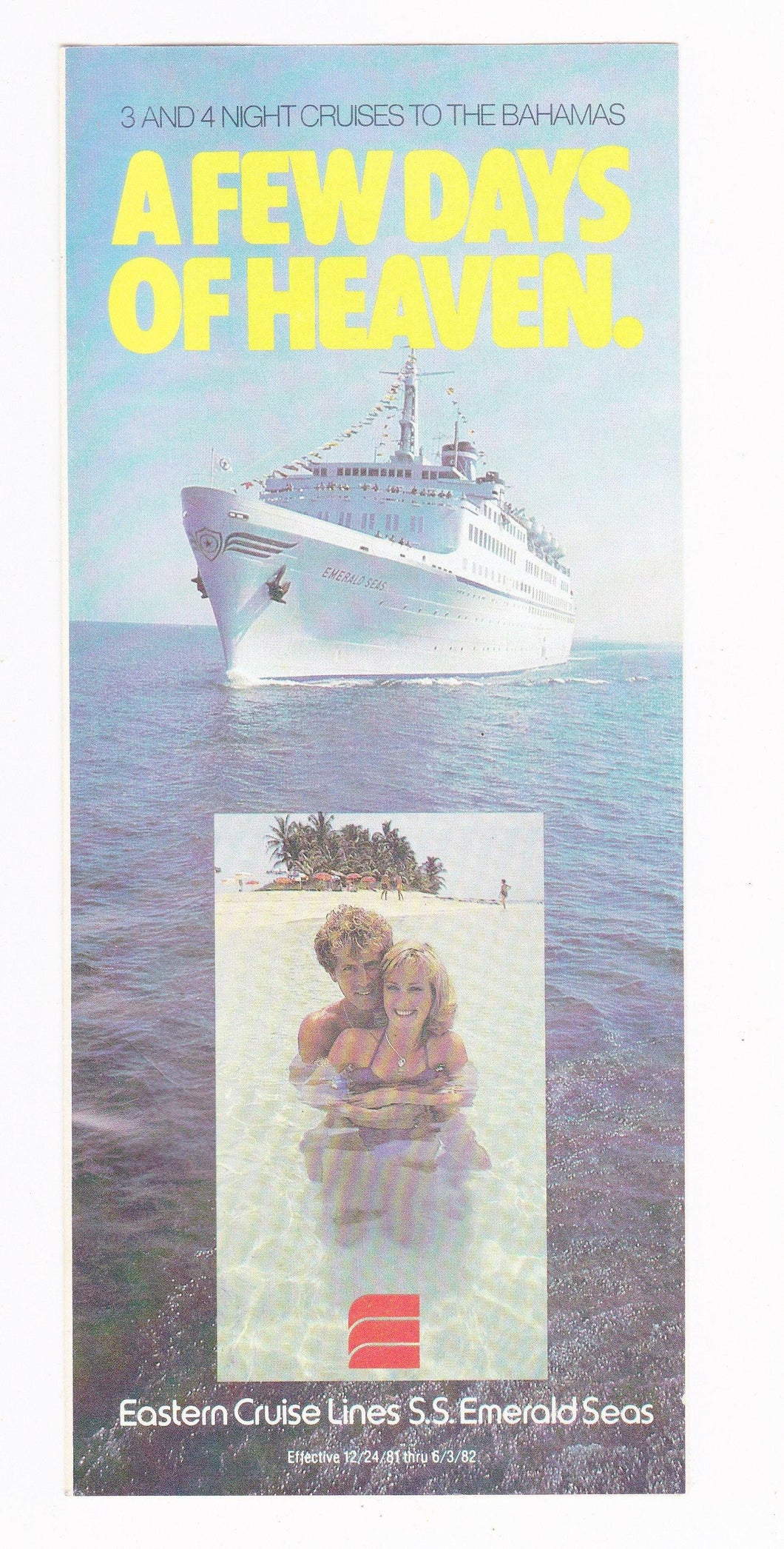 Eastern Cruise Lines ss Emerald Seas 1981-1982 Bahamas Cruises Brochure - TulipStuff