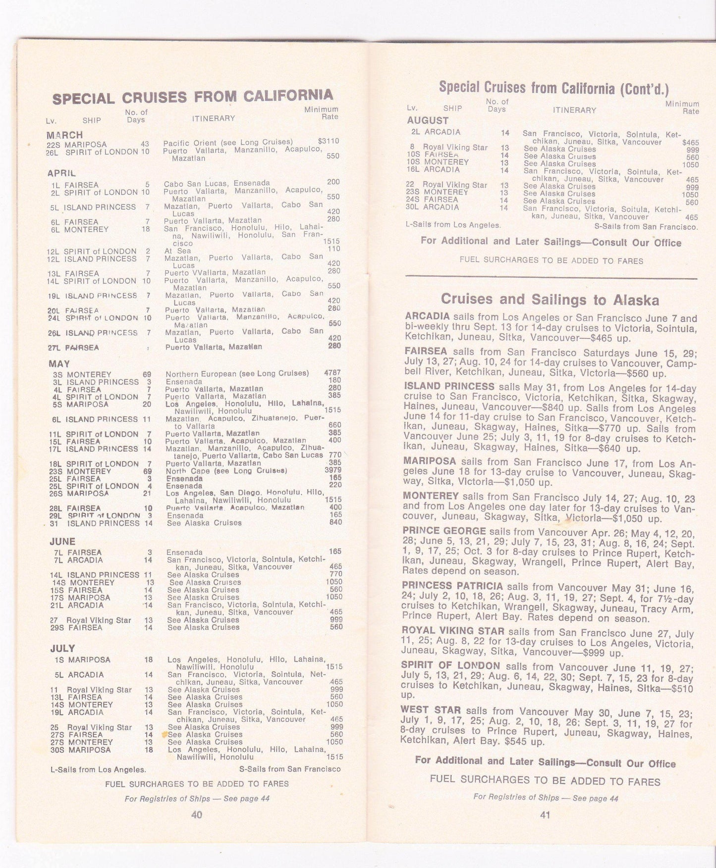 Steamship Schedules Cruises and Tours Everywhere March 15 1974 - TulipStuff