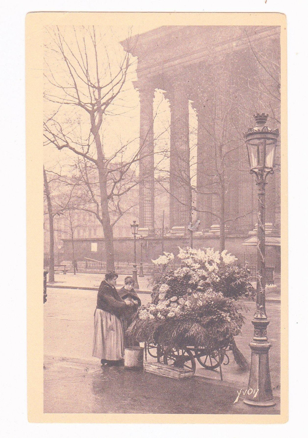 Marchaude de Fleurs Place de la Madelaine Flower Merchant Paris France Postcard 1920's - TulipStuff