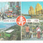 Hong Kong Nathan Road Kowloon Peak Tram Chinese Junks Flower Stalls 1980's Postcard - TulipStuff