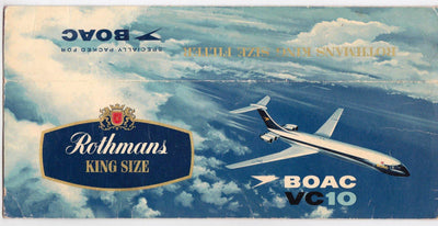 BOAC VC10 Rothman's King Size Empty Carton Wrapper circa 1971 Airline Memorabilia - TulipStuff