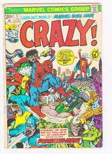 Load image into Gallery viewer, Crazy! Volume 1 Issue 1 February 1973 Humor Satire Parody Comic Book Marvel Comics Forbush-Man - TulipStuff
