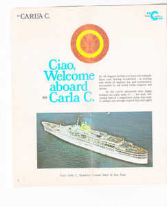 Costa Line Carla C. 1973-74 Caribbean Cruises Cruise Ship Brochure - TulipStuff