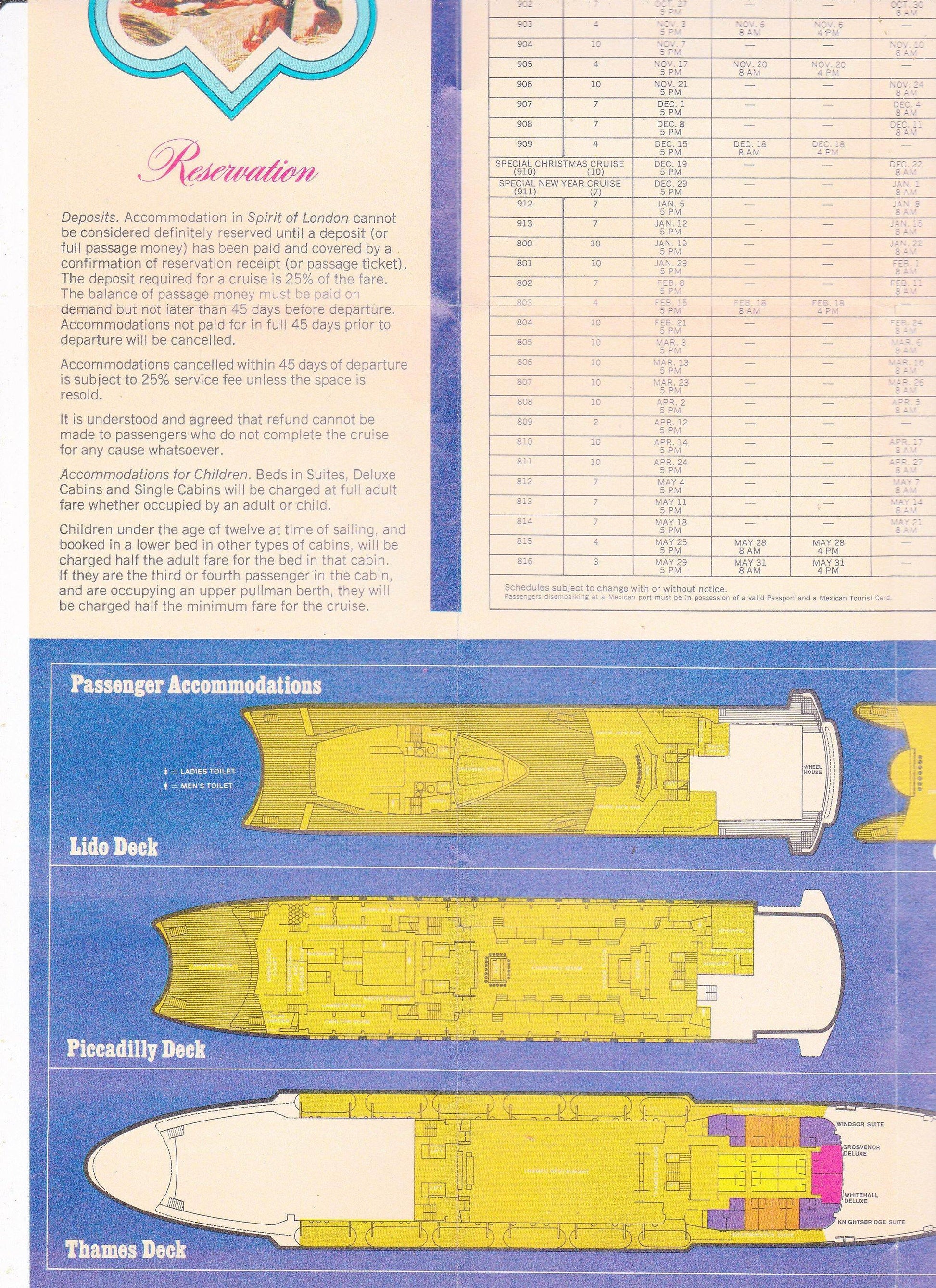 P&O The British Cruise Line Spirit of London 1973-1974 Mexico and Party Cruising Brochure - TulipStuff