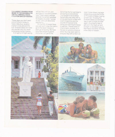 Eastern Cruise Lines ss Emerald Seas 1981-1982 Bahamas Cruises Brochure - TulipStuff