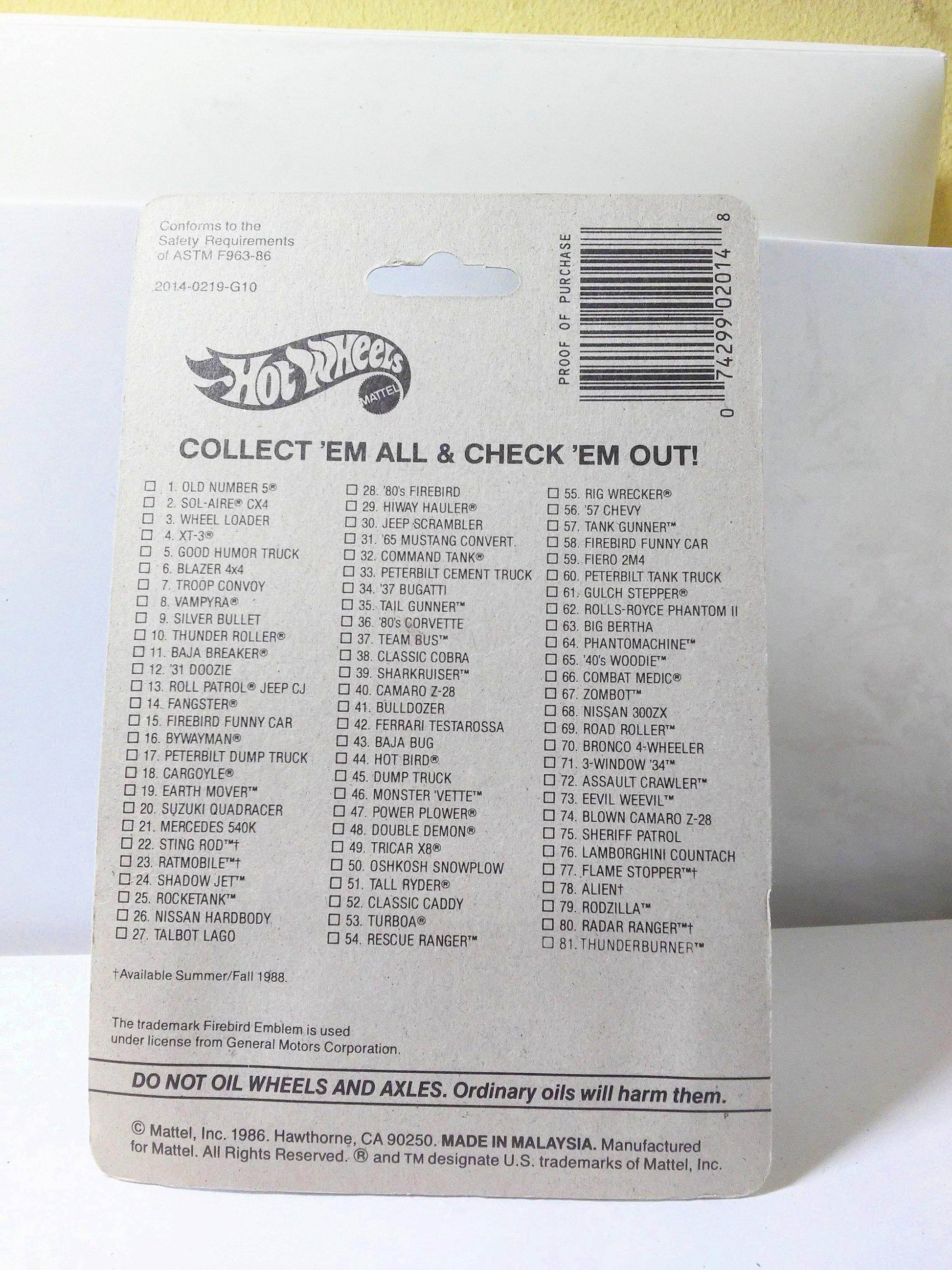 Hot Wheels 2014 Speed Fleet Hot Bird Pontiac Firebird Gold Hot Ones Malaysia 1986 - TulipStuff