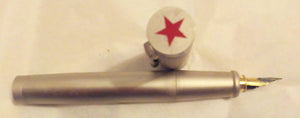 YAFA USSR Soviet Union CCCP Red Star Writing Set Ballpoint Pen Fountain Pen in Wood Box 1990 Brushed Stainless Steel - TulipStuff