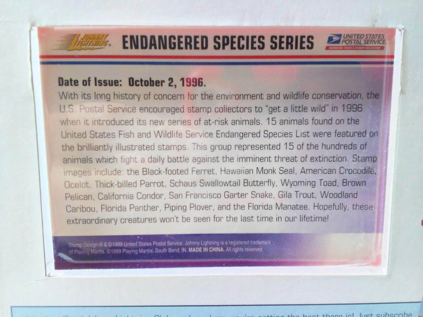 Johnny Lightning 1959 Chevy El Camino USPS American Truck and Stamp Collection Limited Edition 1999 - TulipStuff