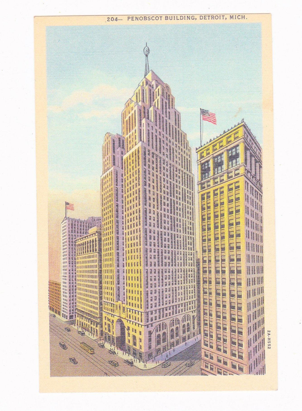 Penobscot Building Detroit Michigan 1940's Linen Postcard - TulipStuff