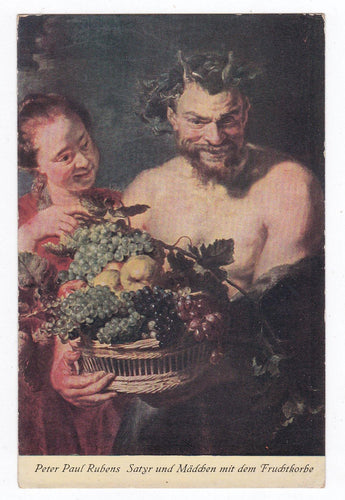 Peter Paul Rubens Satyr und Madchen mit dem Fruchtkorbe 1920's Postcard Julius Bard no. 63 Dresden Germany - TulipStuff