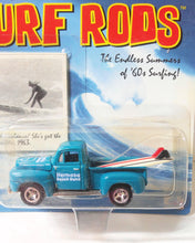 Load image into Gallery viewer, Johnny Lightning  Surf Rods Hermosa Beach Bums &#39;50 Ford F-1 Pickup Truck Diecast Carwith Surfboards 2000 - TulipStuff
