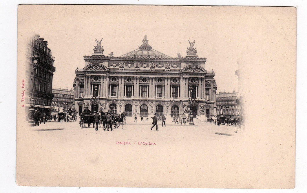 Paris L'Opera with Horses and Buggies Edition A. Taride Undivided Back Antique Postcard 1900 - TulipStuff