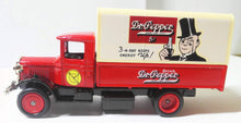 Load image into Gallery viewer, Lledo Days Gone DG28 Diecast Metal Dr Pepper 1934 Mack Canvas-back Truck Made in England - TulipStuff
