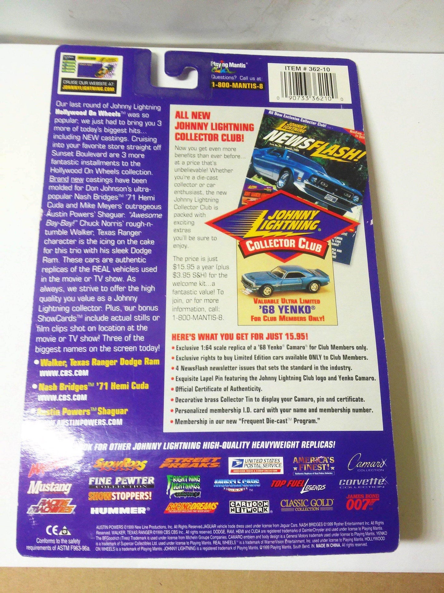 Johnny Lightning Hollywood On Wheels Austins Powers Shaguar Jaguar XKE Convertible Diecast Metal 1999 - TulipStuff