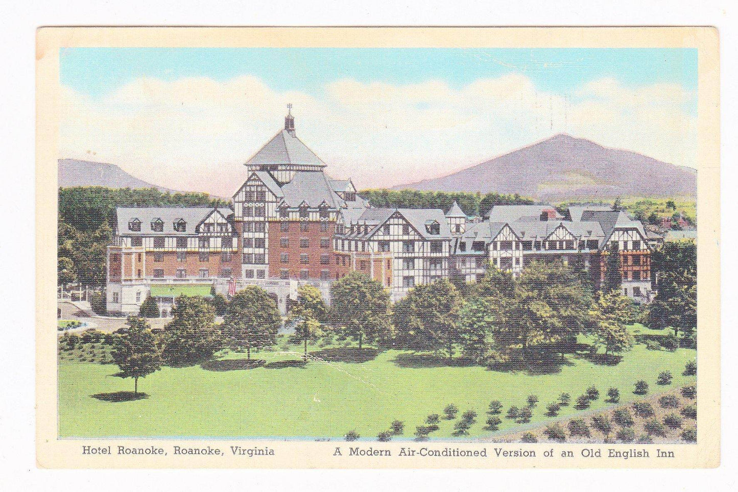 Hotel Roanoke Roanoke Virginia 1940's Linen Postcard - TulipStuff
