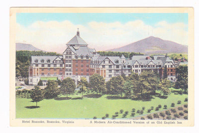 Hotel Roanoke Roanoke Virginia 1940's Linen Postcard - TulipStuff