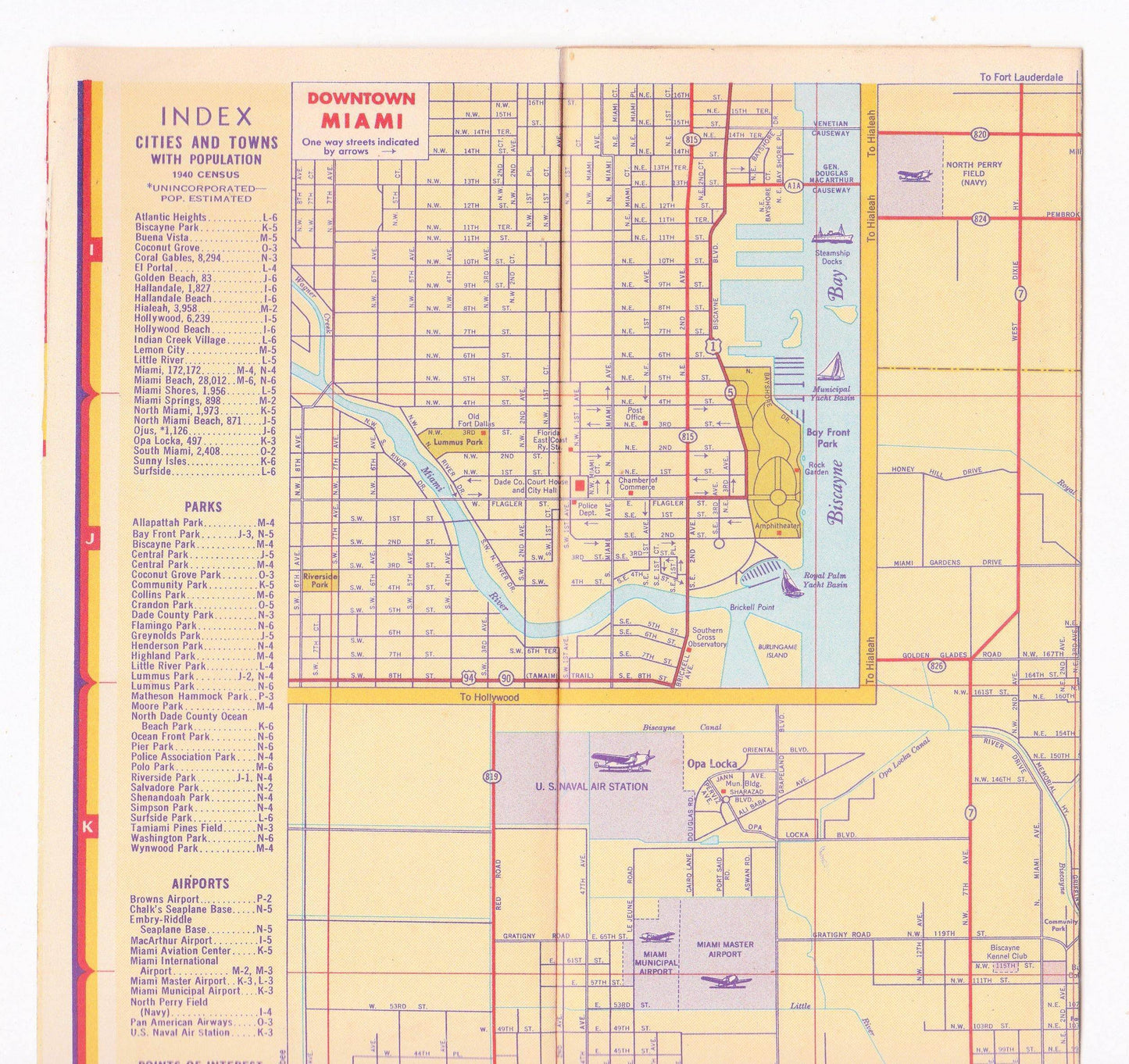 Vintage Shell Oil Map of Florida and Cuba 1947 - TulipStuff