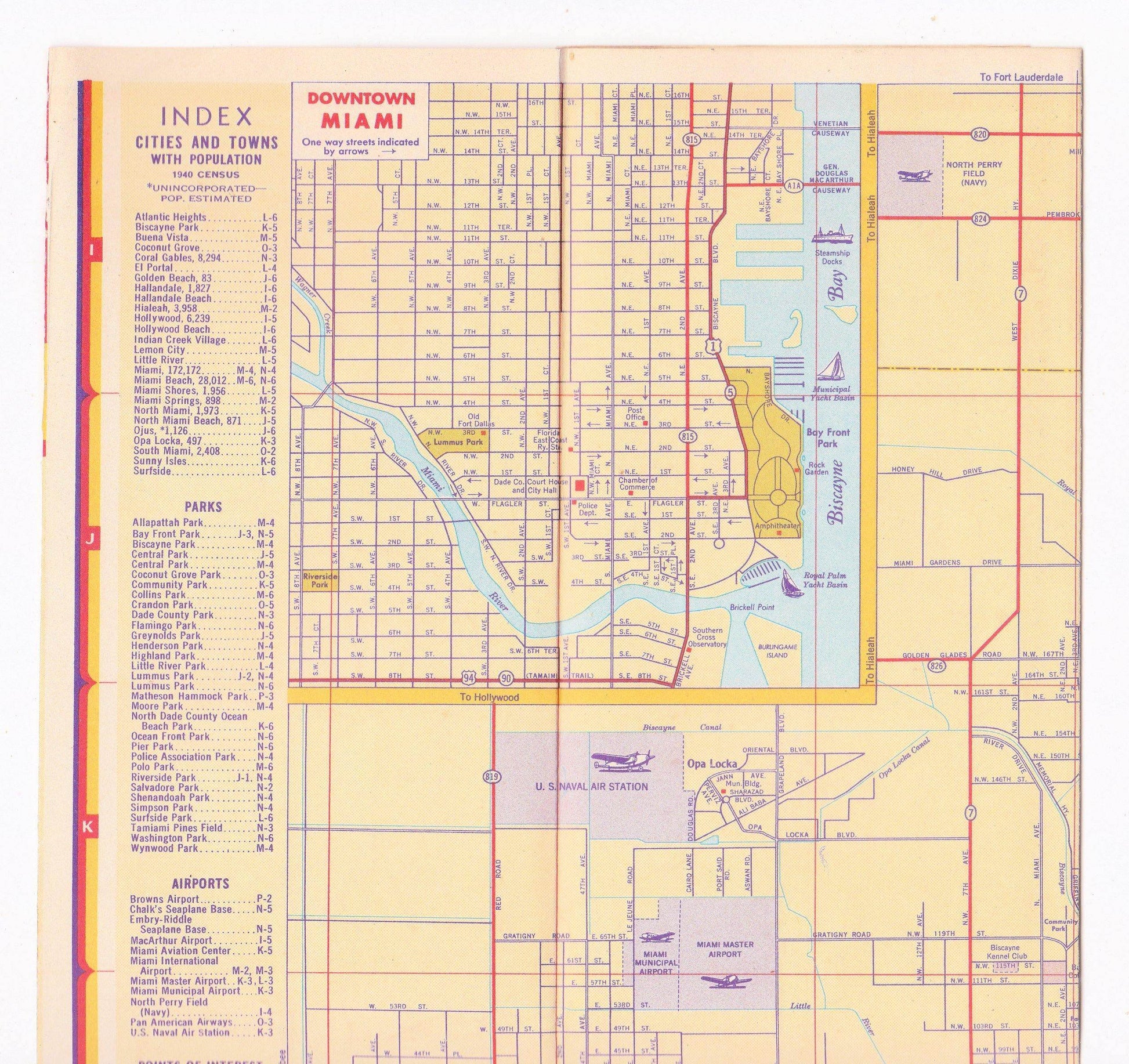 Vintage Shell Oil Map of Florida and Cuba 1947 - TulipStuff