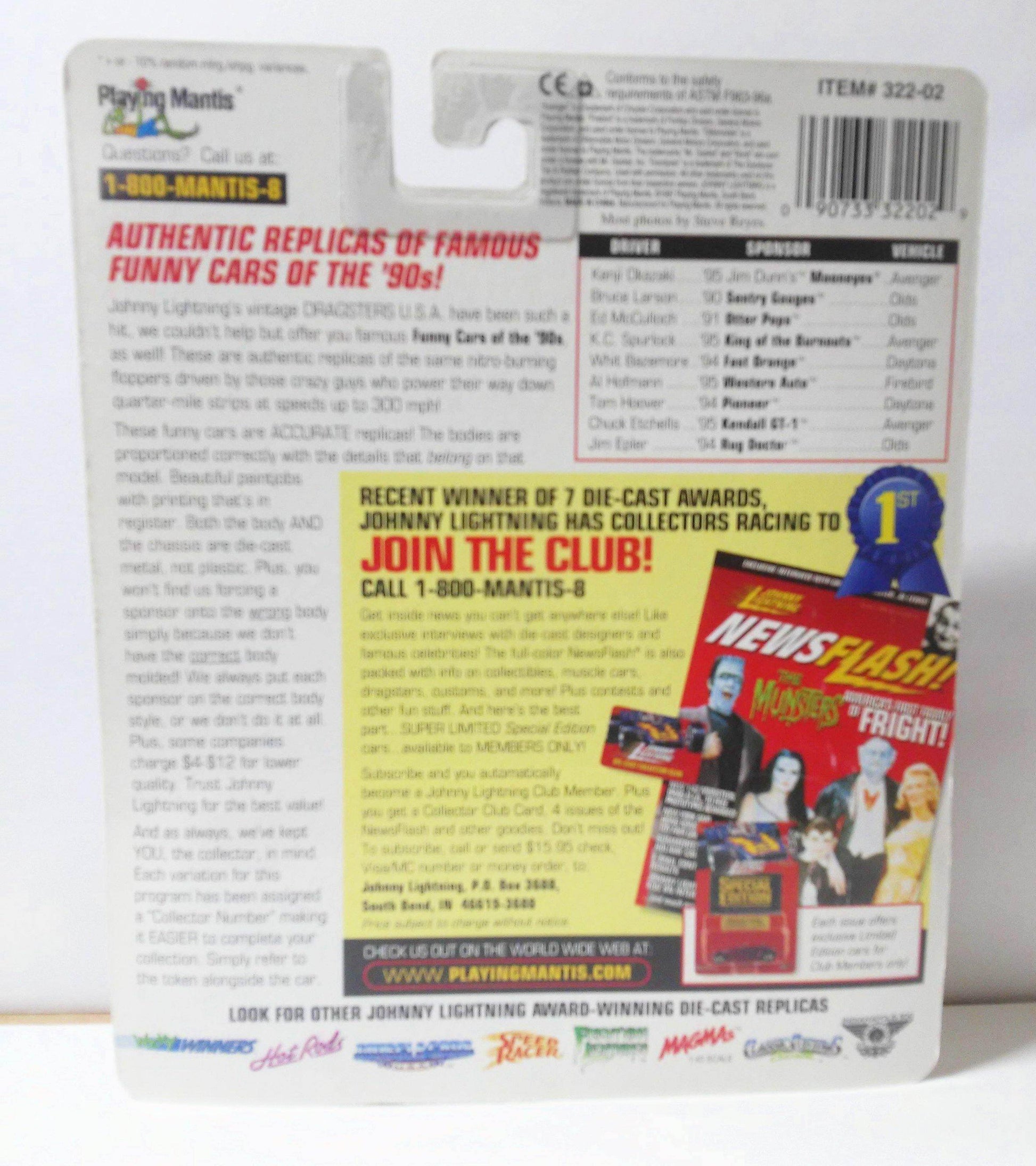 Johnny Lightning Dragsters USA '94 Fast Orange Dodge Daytona Whit Blazemore Funny Car Limited Edition Diecast Metal 1997 - TulipStuff