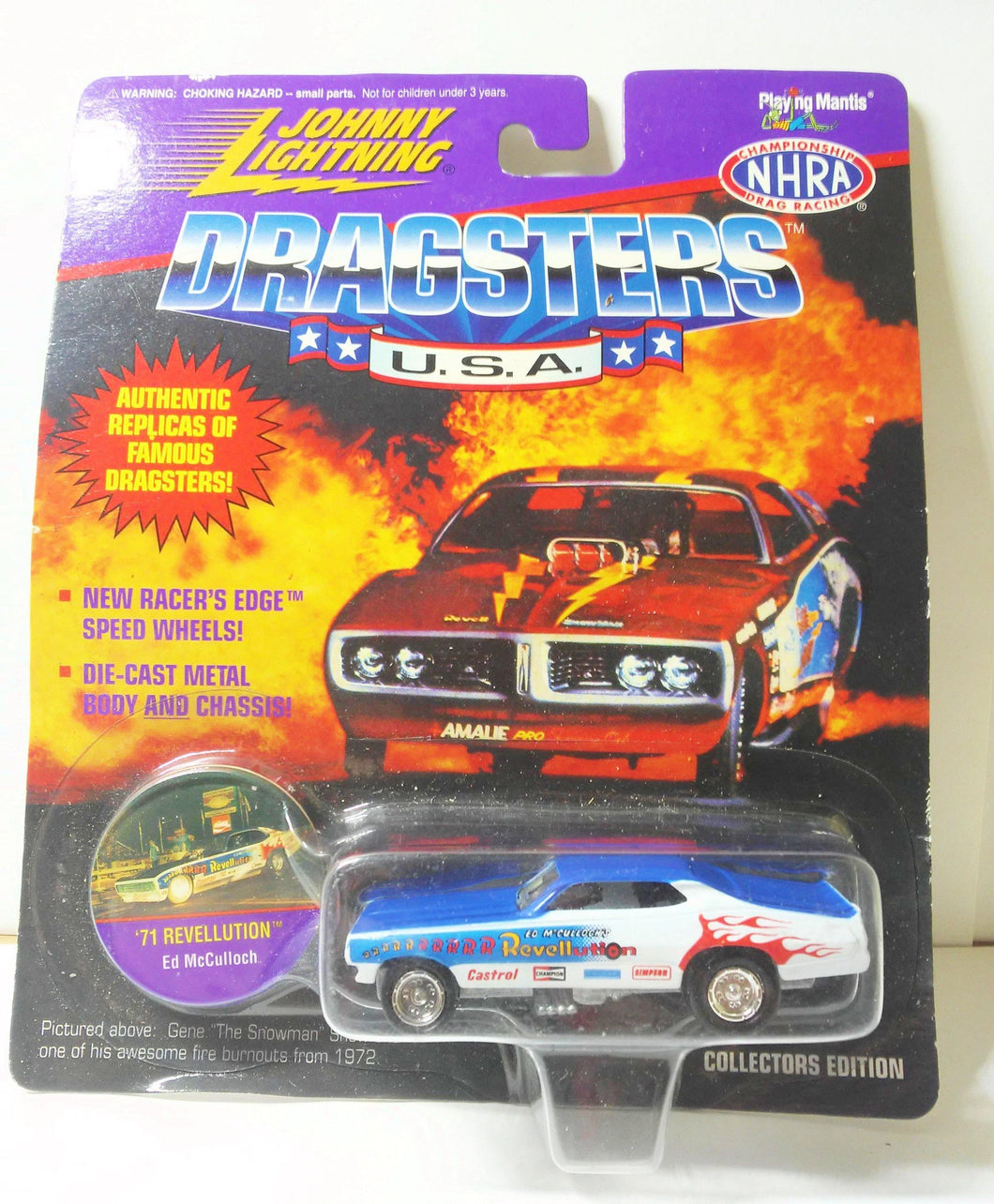 Johnny Lightning Dragsters USA Ed McCulloch '71 Revellution Dodge Demon NHRA Funny Car 1995 - TulipStuff