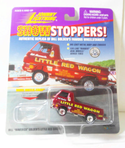 Johnny Lightning Showstoppers Bill Maverick Golden's Little Red Wagon Wheelstander Pickup 1997 - TulipStuff
