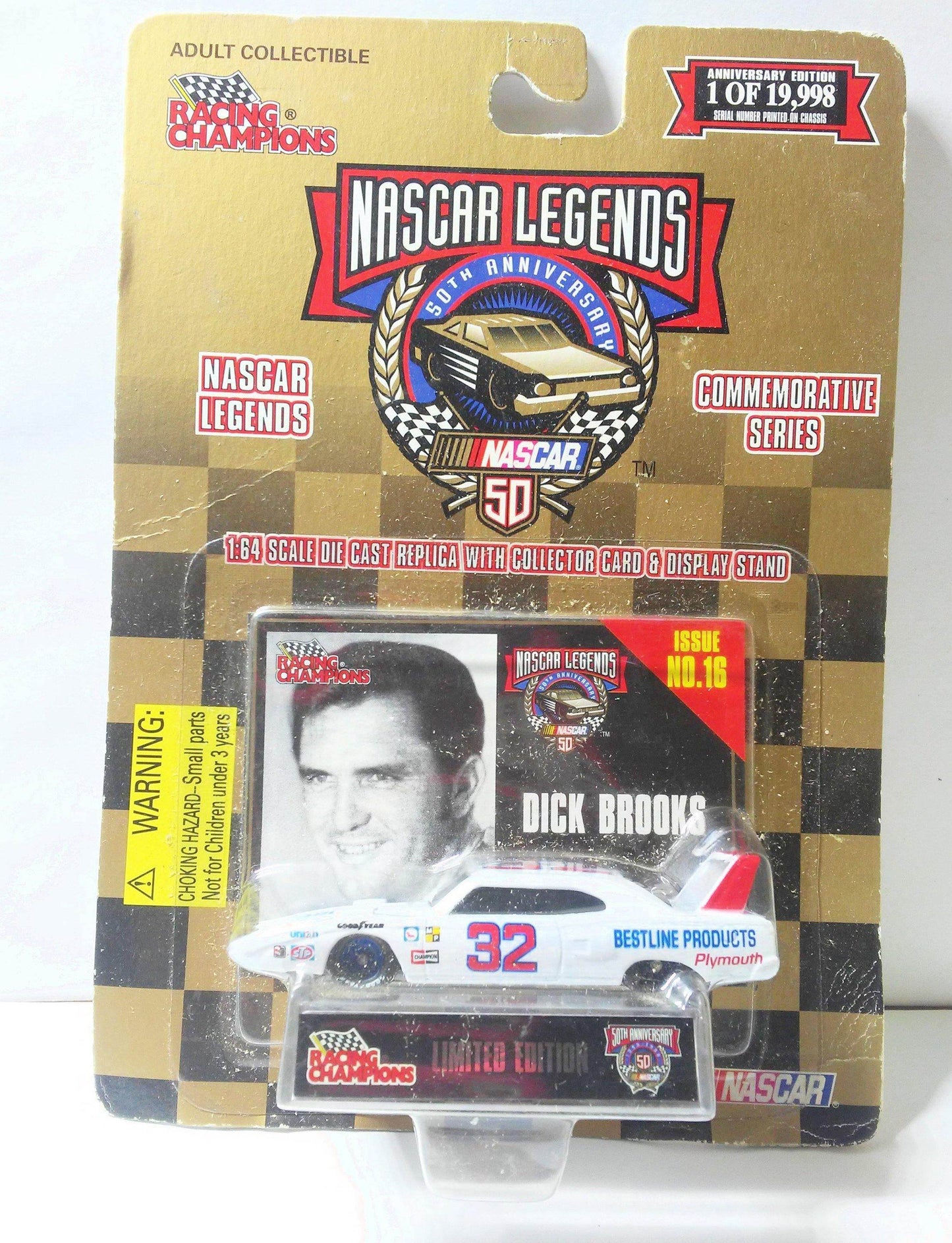 Racing Champions Nascar Legends Issue 16 Ltd Ed Dick Brooks 1970 Plymouth Superbird Bestline Products - TulipStuff