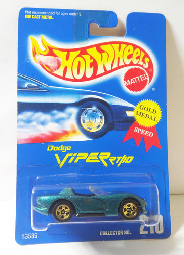 Hot Wheels Collector #210 Dodge Viper RT/10 Gold Medal Speed g5sp Die Cast Sports Car 1995 - TulipStuff