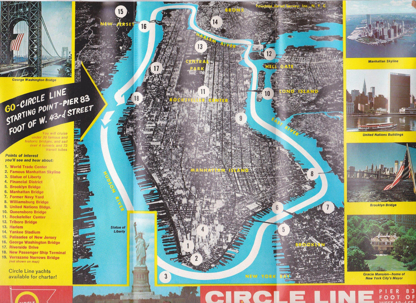 Vintage 1976 Circle Line Manhattan New York Sightseeing Cruise Brochure - TulipStuff