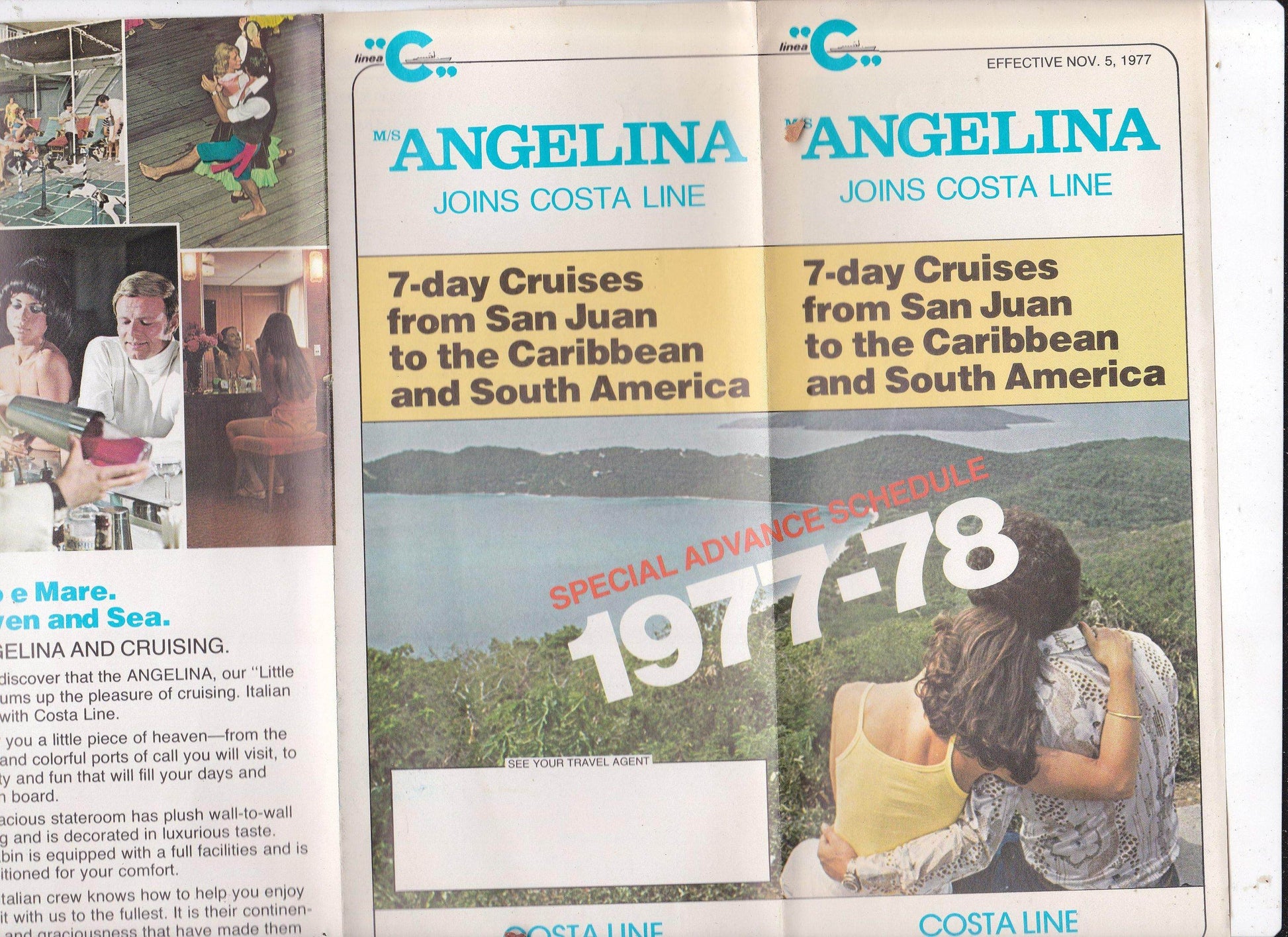 Costa Line ms Angelina 1977-78 Caribbean South America Cruise Brochure - TulipStuff