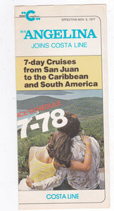 Costa Line ms Angelina 1977-78 Caribbean South America Cruise Brochure - TulipStuff