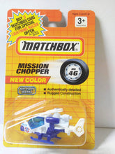 Load image into Gallery viewer, Matchbox 46 Mission Chopper Diecast Police Helicopter 1992 - TulipStuff
