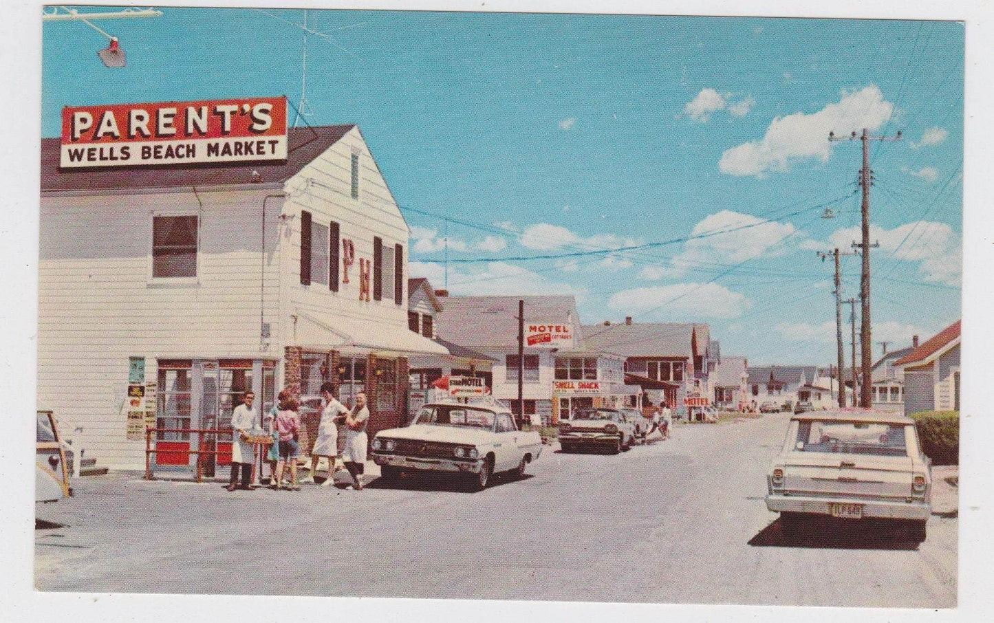 Business District Atlantic Avenue Wells Beach Maine 1960's Chrome Postcard - TulipStuff